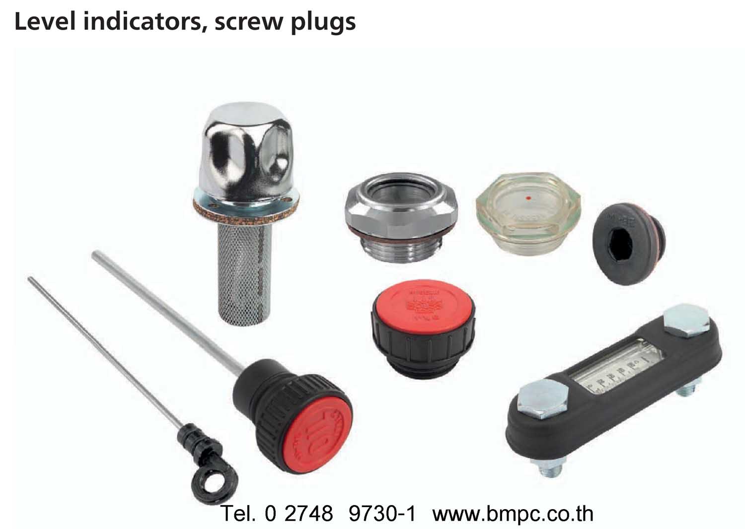 Column level gauge, Oil level indicator, oil sight glasses, Plastic oil plug, Vent screw, Dipstick, Filler neck, Breather screw plug, Disc spring
